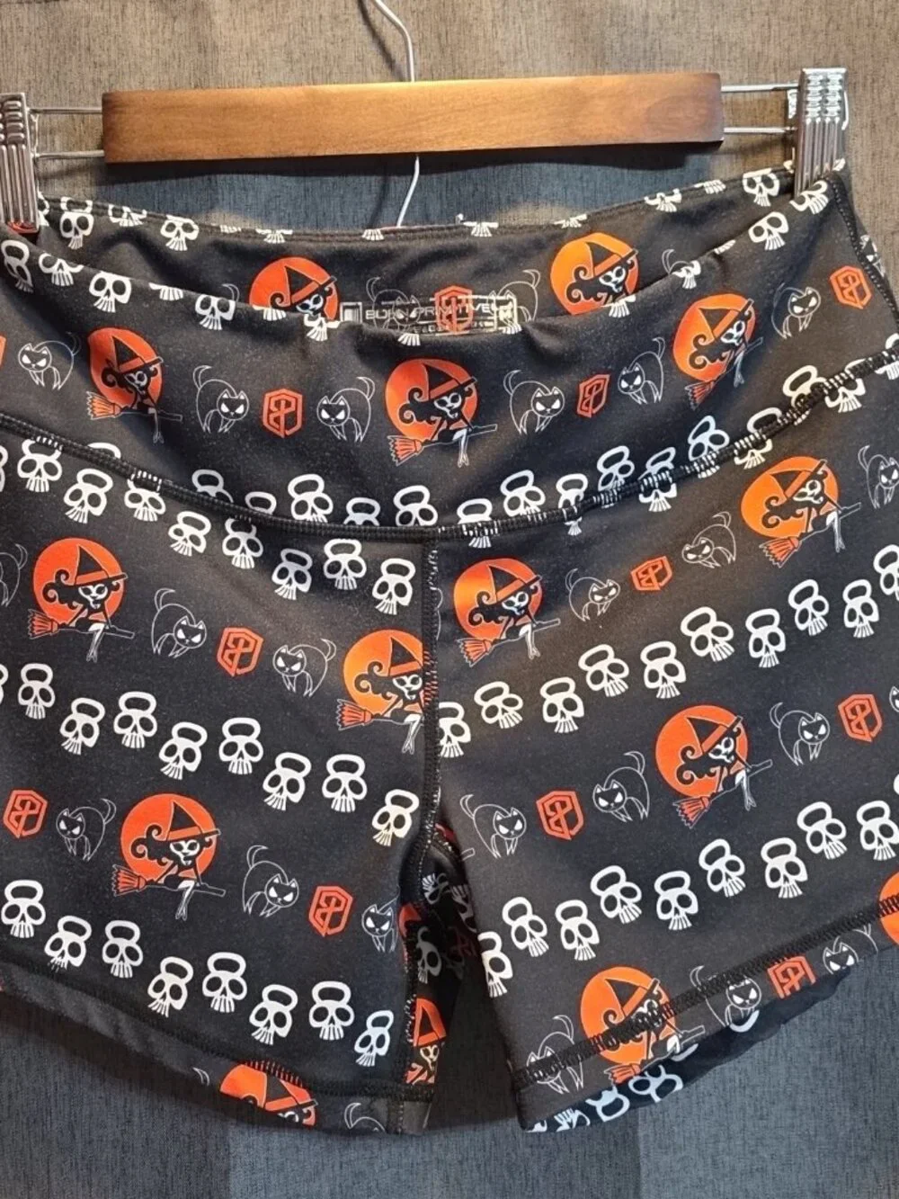 Born Primitive Witch and Skull Kettlebell Halloween Shorts